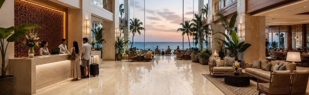 Premium hotel lobby lounge